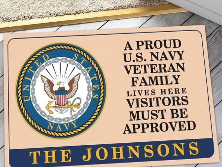 Veteran door mat with your name - Family pride Navy Online Hot Sale