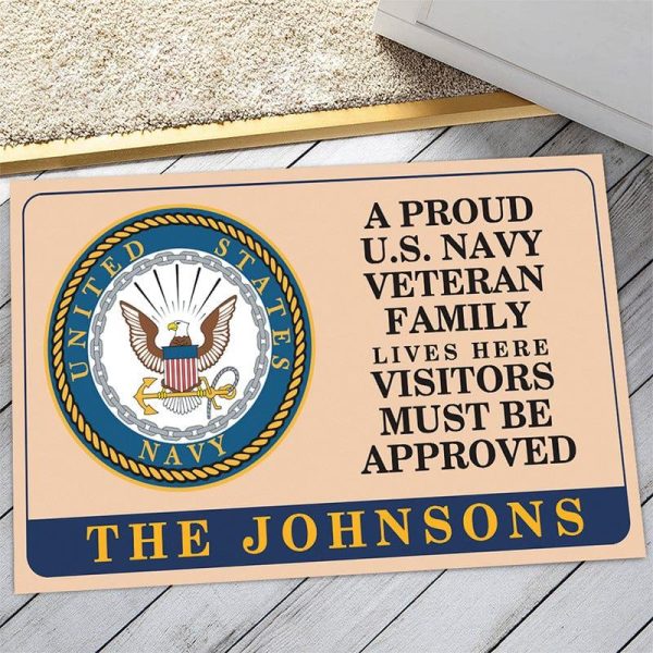 Veteran door mat with your name - Family pride Navy Online Hot Sale