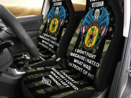 Set of 2 universal fit, United States  I fought because I loved  veteran car seat covers Vietnam Veteran Sale