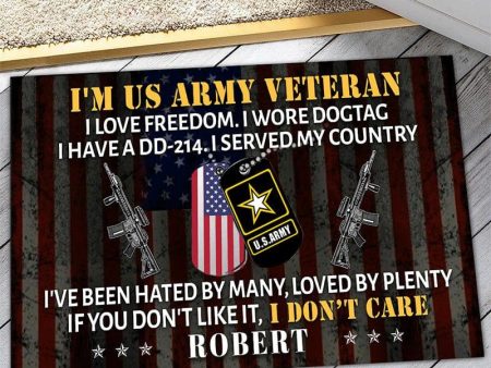 Veteran door mat with your name - I love freedom Army Online Sale