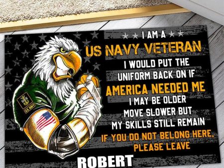 Veteran door mat with your name - Powerful eagle Navy Supply