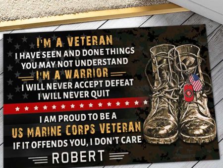 Veteran door mat with your name - I am proud Marine Corps Online Hot Sale