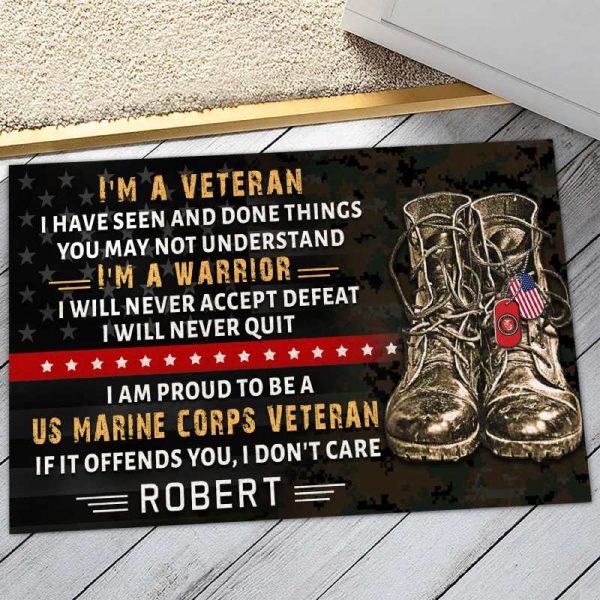 Veteran door mat with your name - I am proud Marine Corps Online Hot Sale