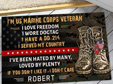 Veteran door mat with your name - I have served my country Marine Corps Online now