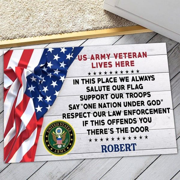 Veteran door mat with your name - Support our troops Army Online