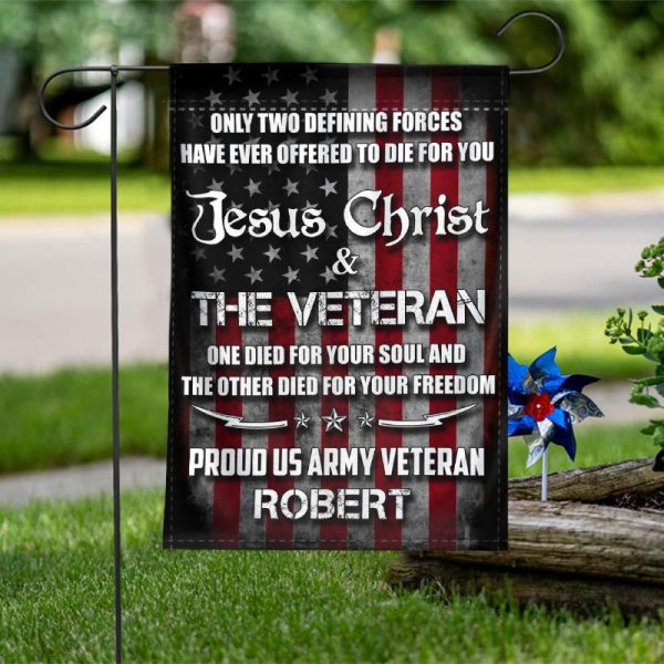 Personalized Flag For A Veteran - Jesus Christ & The Veteran Cheap