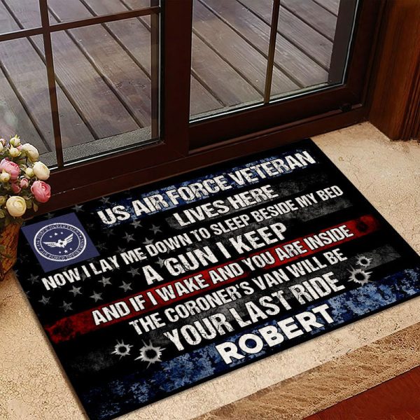 Veteran door mat with your name - Watch out for me Air Force Online now