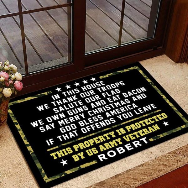 Veteran door mat with your name - We thank our troops For Discount