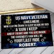 Veteran door mat with your name - Watch out for me Navy Sale