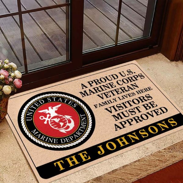 Veteran door mat with your name - Family pride Marine Corps Online