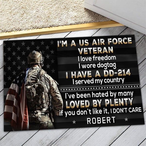 Veteran door mat with your name - Patriotic Veteran Air Force Discount