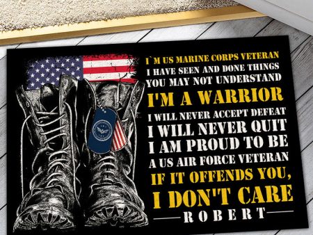 Veteran door mat with your name - I will never quit Air Force on Sale