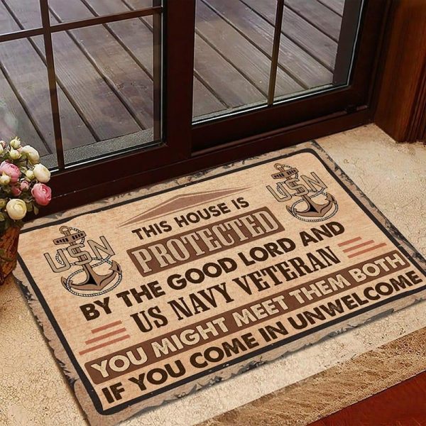 Veteran door mat - This house is protected Navy Online Sale