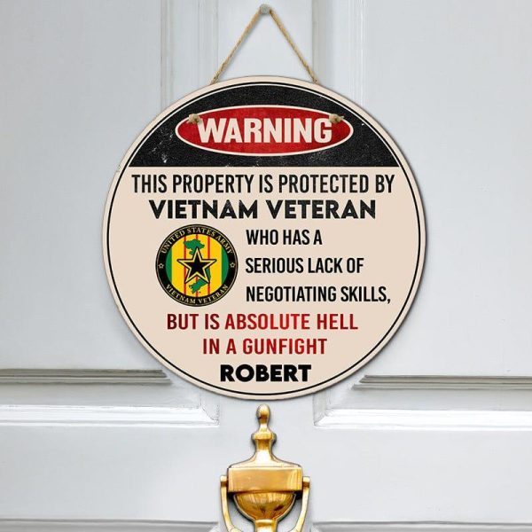 Door sign - Warning Vietnam veteran Sale