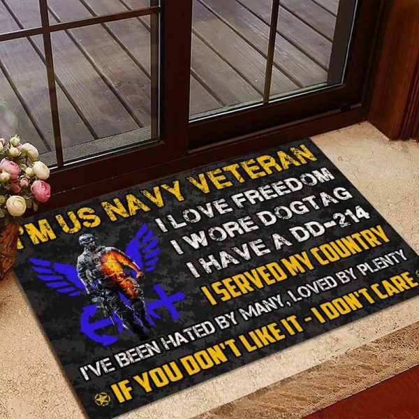 Veteran door mat with your name - Unbroken Veteran Navy Online