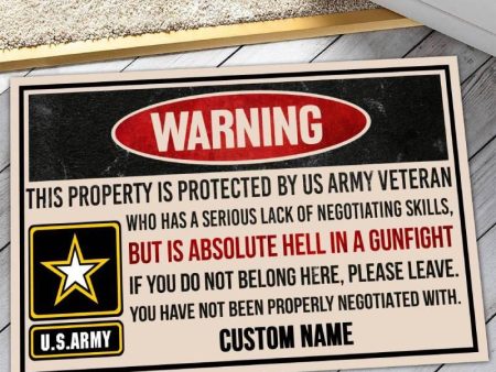 Personalized door mat with your name - Proud veteran lives here Hot on Sale