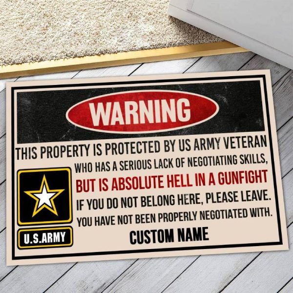 Personalized door mat with your name - Proud veteran lives here Hot on Sale