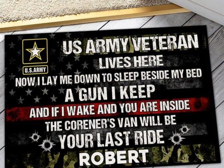 Veteran door mat with your name - Watch out for me Army Online Hot Sale