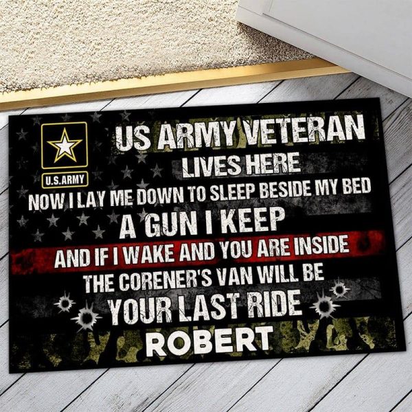 Veteran door mat with your name - Watch out for me Army Online Hot Sale