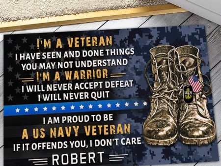 Veteran door mat with your name - I am proud Navy Fashion