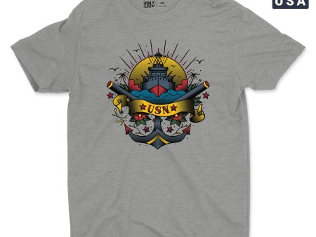 Vintage Sailor Battleship Tattoo Men s T-Shirt Cheap