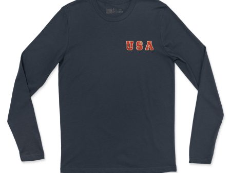 USA Vintage Men s Fine Long Sleeve T-Shirt For Discount