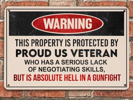 Veteran Metal Sign - Warning Cheap