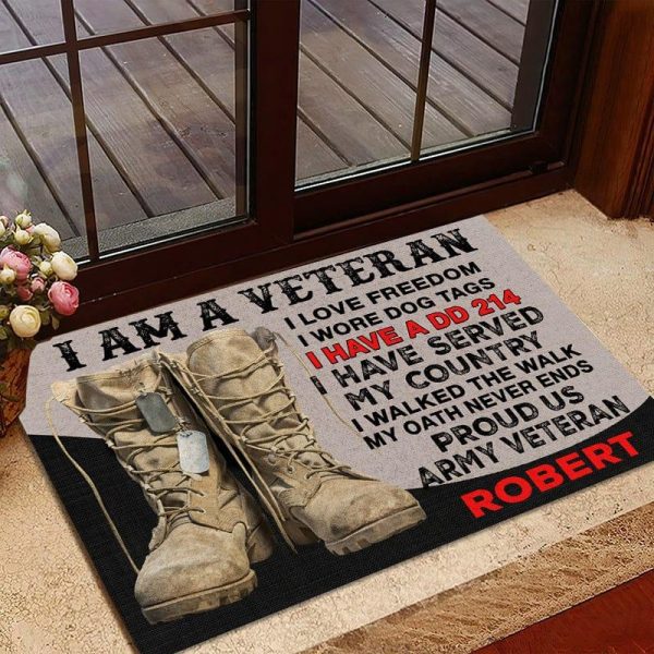 Veteran door mat with your name - Veteran s charter Army Discount