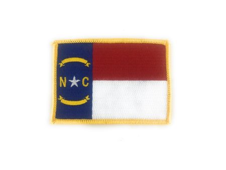 North Carolina USA State Flag Patch Color w Hook Fastener (EA) For Discount