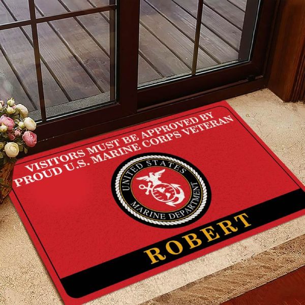 Veteran door mat with your name - Colorful symbol Marine Corps Online