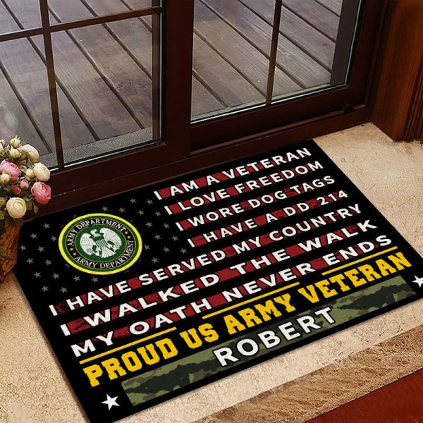 Veteran door mat with your name - Pride Army Supply