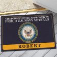 Veteran door mat with your name - Colorful symbol Navy Fashion