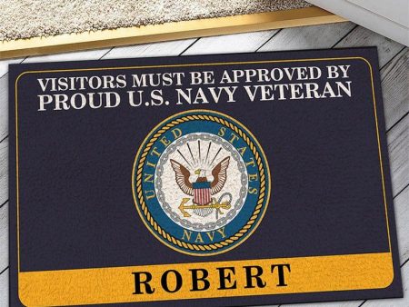 Veteran door mat with your name - Colorful symbol Navy Fashion