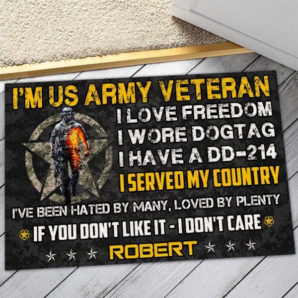 Veteran door mat with your name - Unbroken Veteran Army For Sale