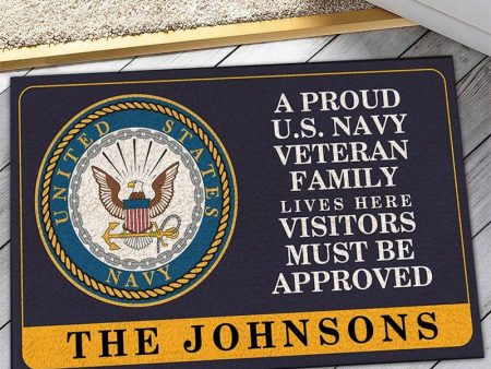 Veteran door mat with your name - A proud veteran family Navy Supply