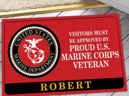 Veteran door mat with your name - Bright symbol Marine Corps Online Hot Sale