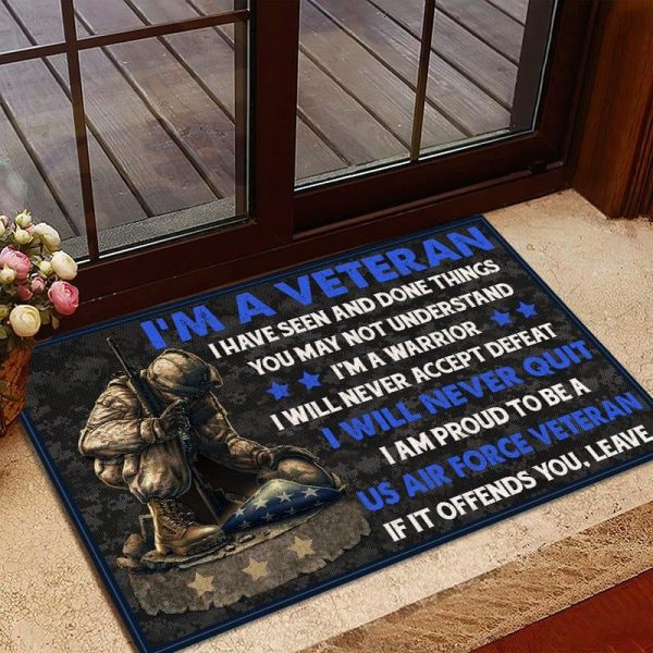 Veteran door mat with your name - Kneel for the fallen Air Force For Cheap