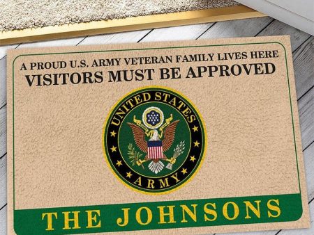 Veteran door mat with your name - Veteran family lives here Army For Sale