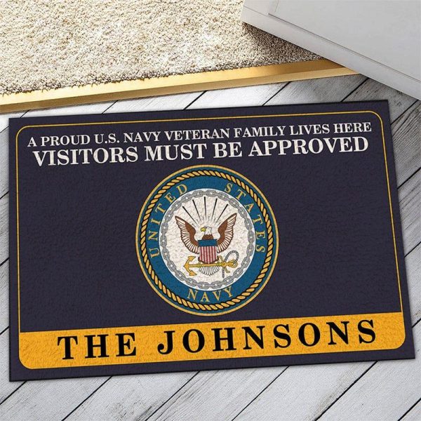 Veteran door mat with your name - Family brightness Navy Sale