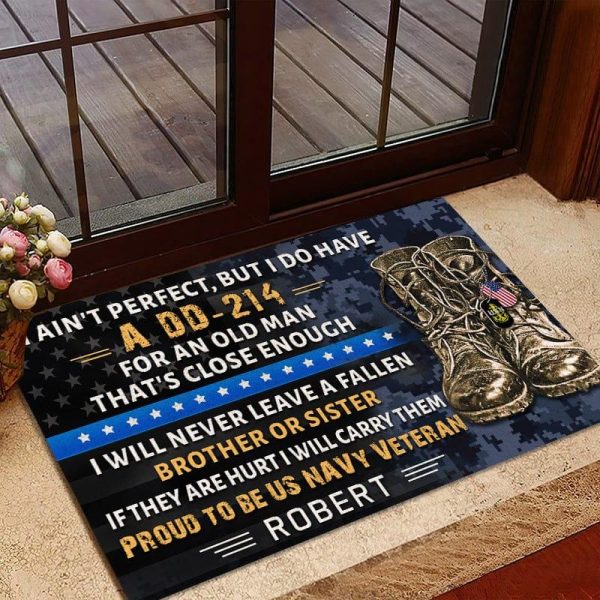 Veteran door mat with your name - DD-214 Navy Discount