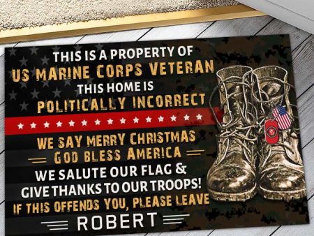 Veteran door mat with your name - Property of US Veteran Marine Corps Online now