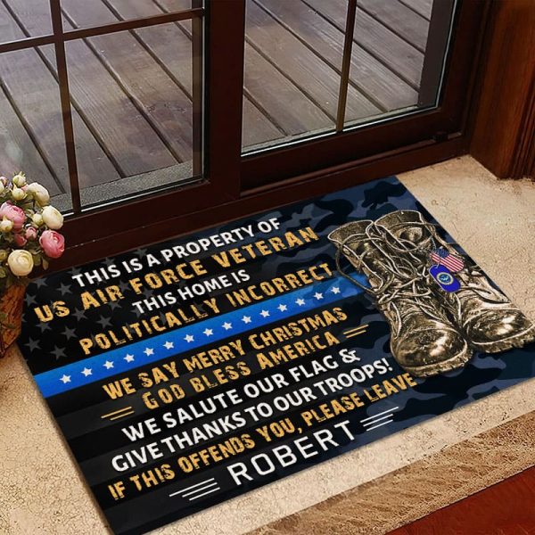 Veteran door mat with your name - Property of US Veteran Air Force For Discount