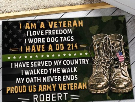 Veteran door mat with your name - I have served my country Army on Sale