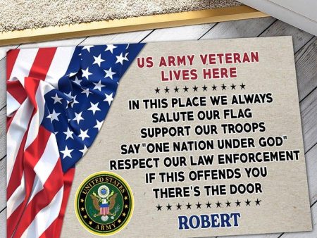 Veteran door mat with your name - One national under God Army Hot on Sale