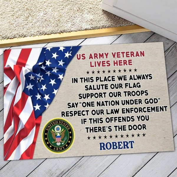 Veteran door mat with your name - One national under God Army Hot on Sale