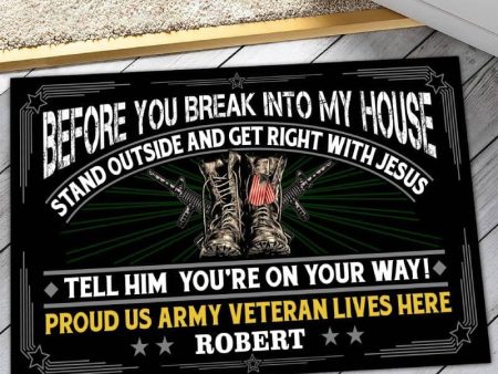 Veteran door mat with your name - Don t attack me Army Supply