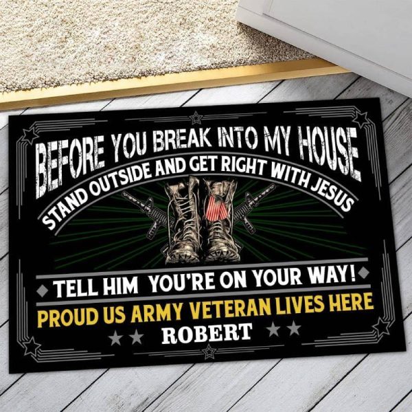 Veteran door mat with your name - Don t attack me Army Supply