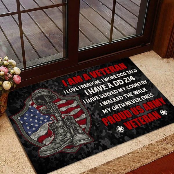 Veteran door mat with your name - I m brave Army Online