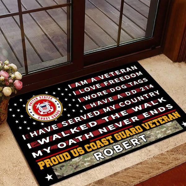 Veteran door mat with your name - Pride Coast Guard on Sale