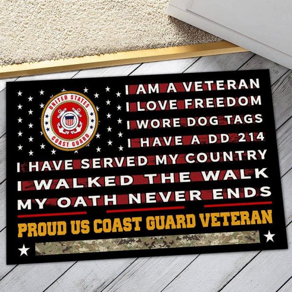 Veteran door mat with your name - Pride Coast Guard on Sale